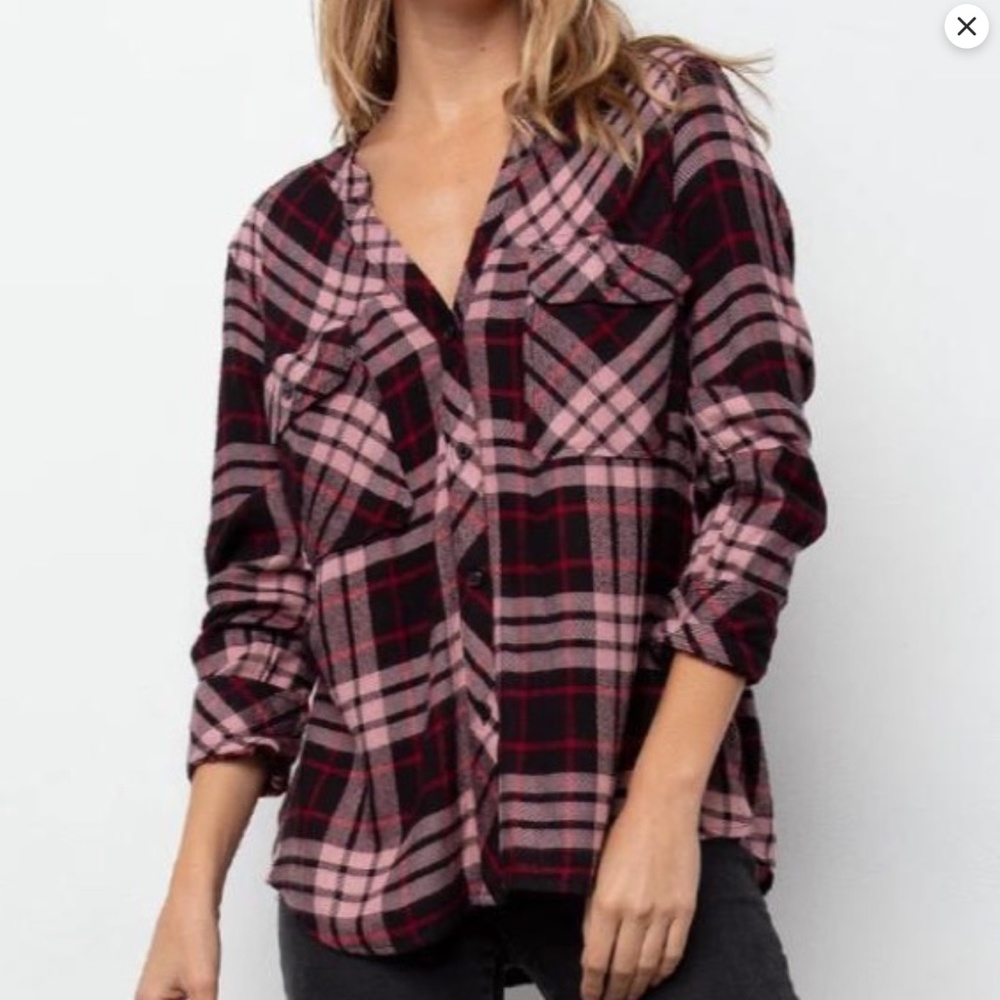 Raiks Bentley Black Pink Rouge Button Down Size Small